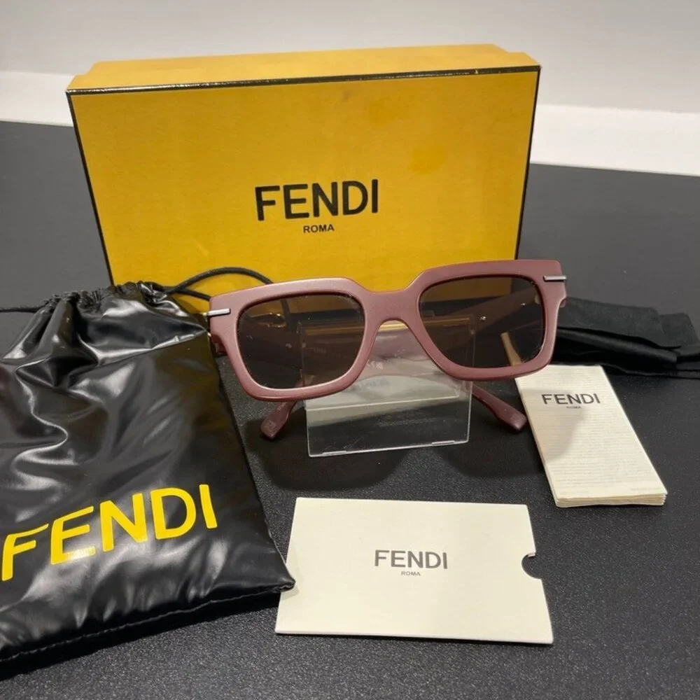 Fendi Fendigraphy Brown/Burgundy Acetate Sunglasses Unisex (JB1198)